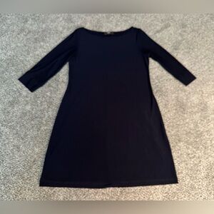 ABS By Allen Schwartz Size L Classic Navy Silky A Line Shift Dress